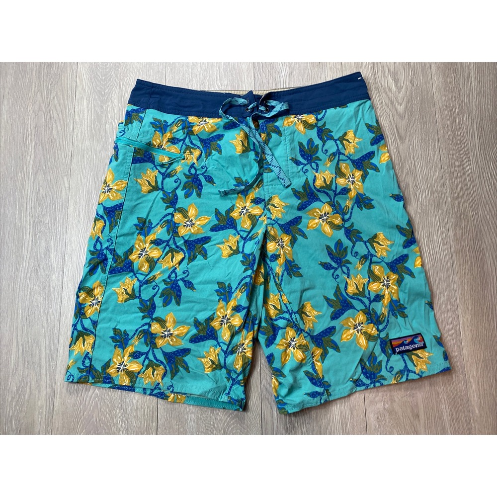 Patagonia Mens Board Swim Shorts‎ Floral Hawaiian Size 32 10" Beach Surf